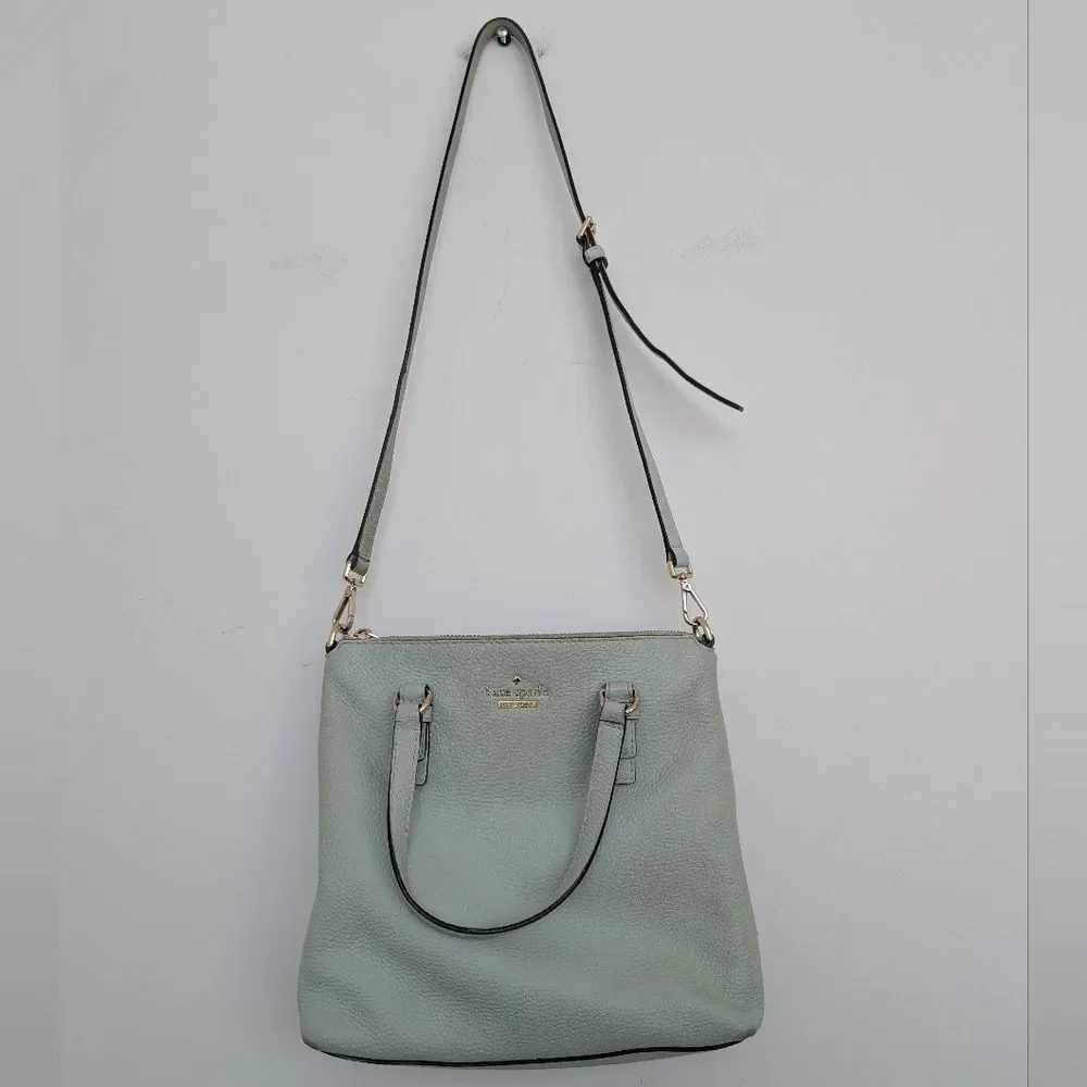 Kate Spade Jackson Street Hayley 100% Leather Sage Green Tote Crossbody Bag